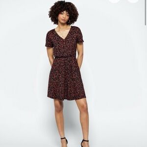 French Grey Black and Red Mini Dress